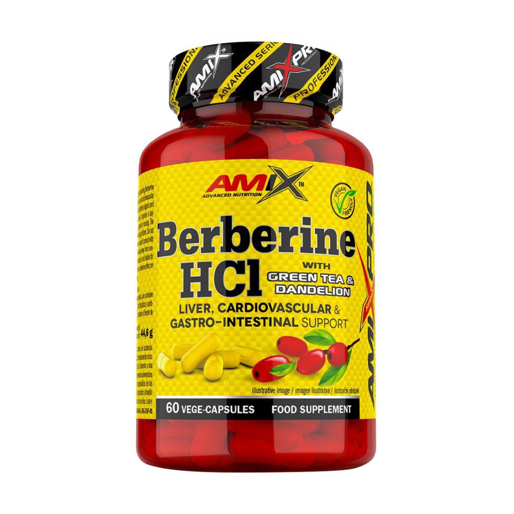 Берберин гідрохлорид з зеленим чаєм та кульбабою Amix Nutrition Berberine HCl With Green Tea &amp; Dandelion, 60 вегетаріанських капсул